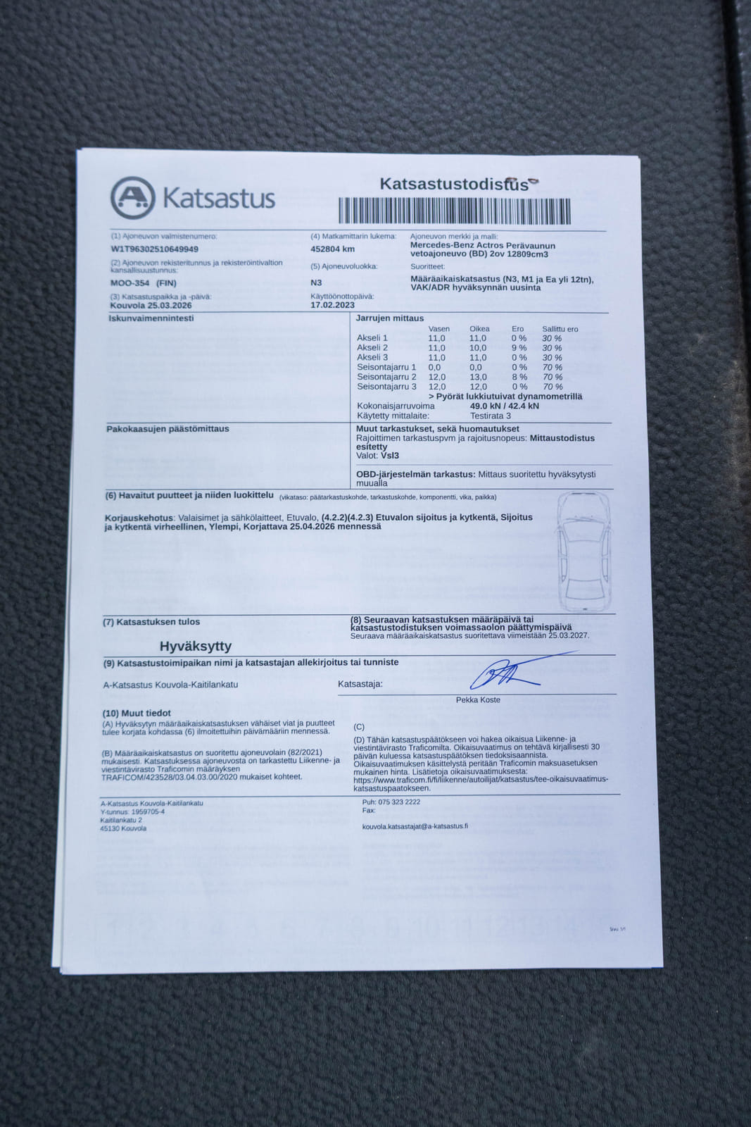 Mercedes-Benz Actros -kuorma-auto (MOO-354), MPT-Jakelu Oy konkurssipesä (2680888-4)