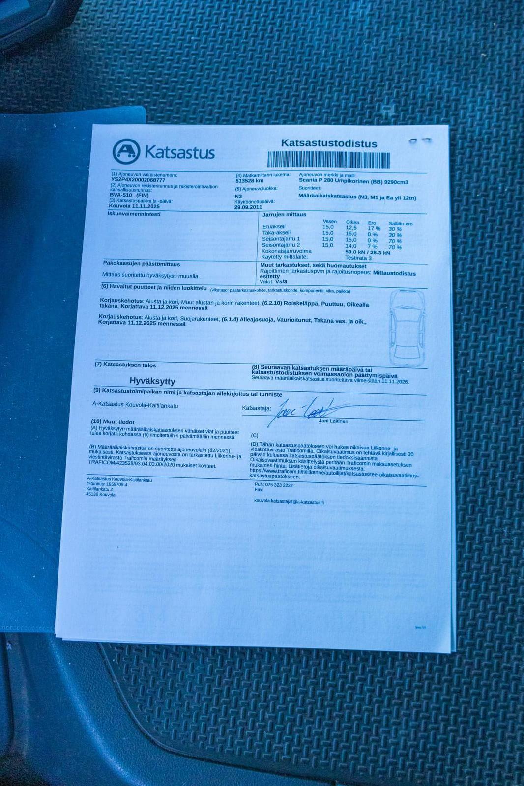 Scania P280 jakari (BVA-510).MPT-Jakelu Oy konkurssipesä (2680888-4)