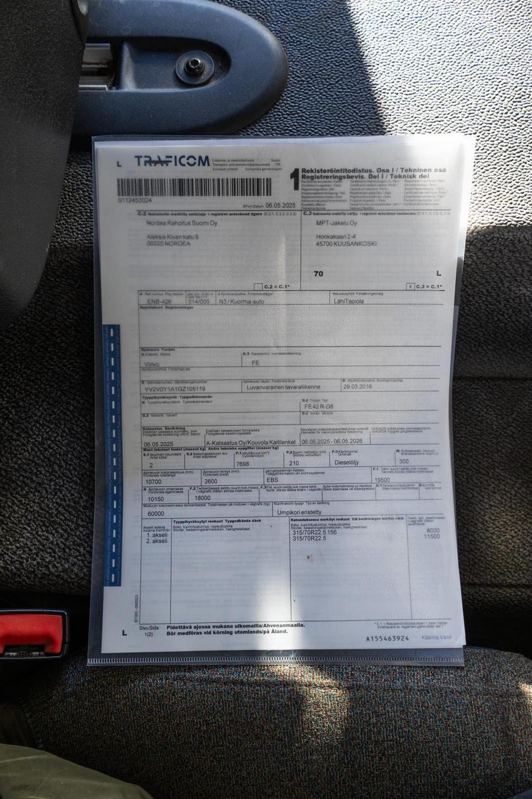 Volvo FE 42 R-D8 (ENB-426). MPT-Jakelu Oy konkurssipesä (2680888-4)