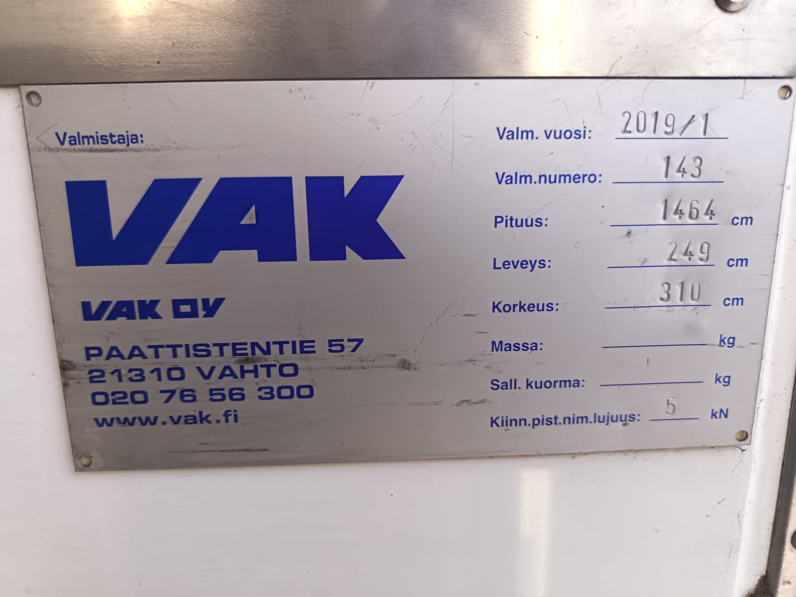 VAK kylmäperävaunu + Thermo King kylmäkone. MPT-Jakelu Oy konkurssipesä (2680888-4)