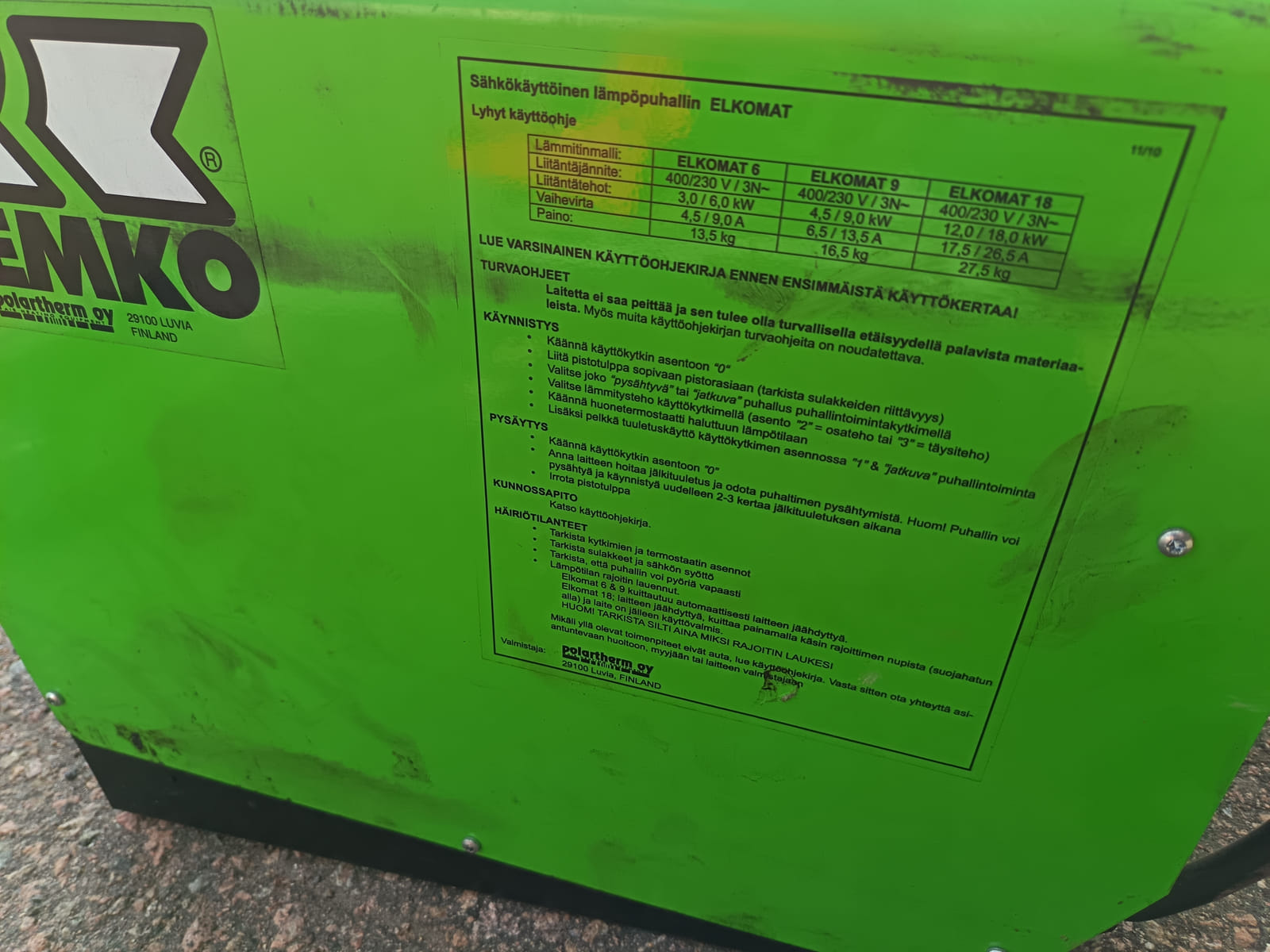 Kaasuhitsauskärri, mootoripukki, hallilämmitin ja hitsauskone.  KoHu-Works Oy (3127463-7) konkurssipesä